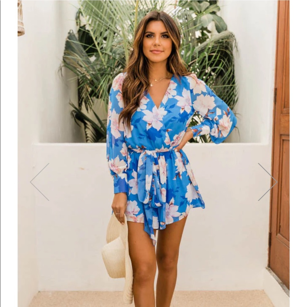 COPY - NWT SUNSET DARLING BLUE FLORAL DRESS ROMPER